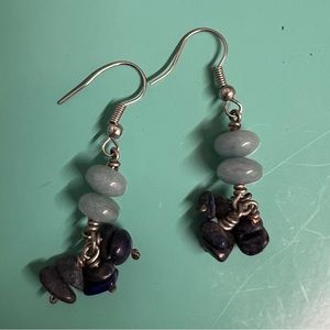 New surgical steel lapis blue crystal earrings hypoallergenic crystal boho